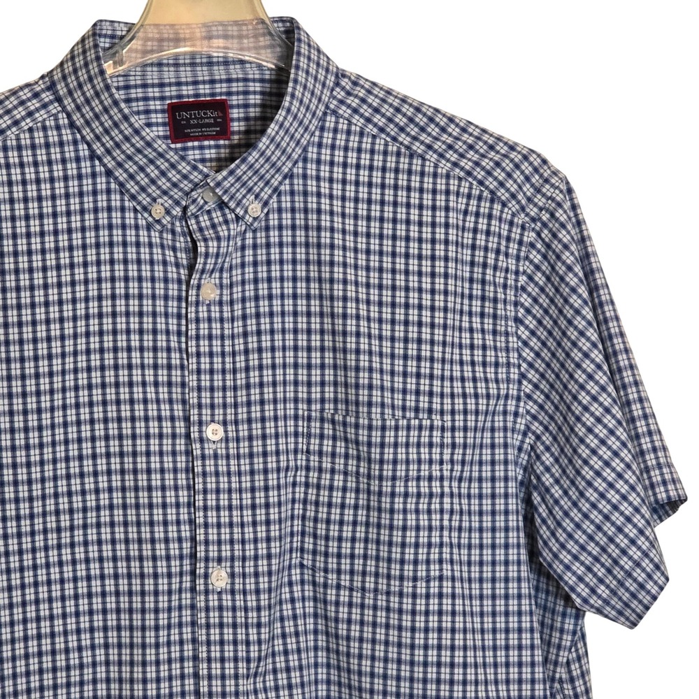 UNTUCKit XX-Large Mens‎ Nav Plaid Short Sleeve Button Down Casual Shirt